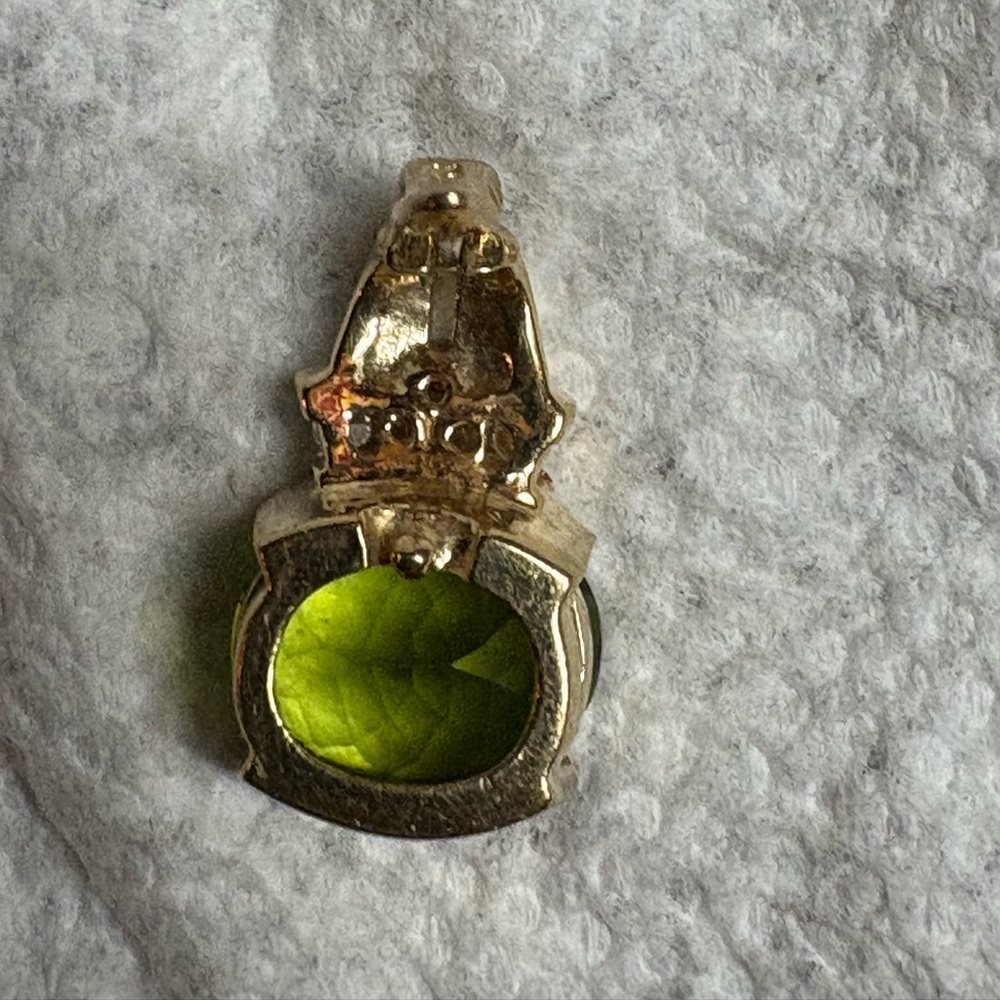 Peridot diamond 14k yellow gold pendant enhancer - Picture 4 of 11